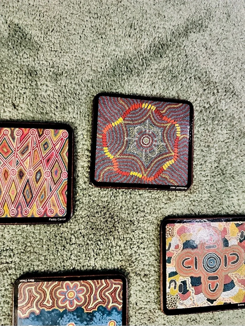 Vintage Yijan Australia Seven Sisters Dreaming Coasters Set of 6 Cork Hardboard